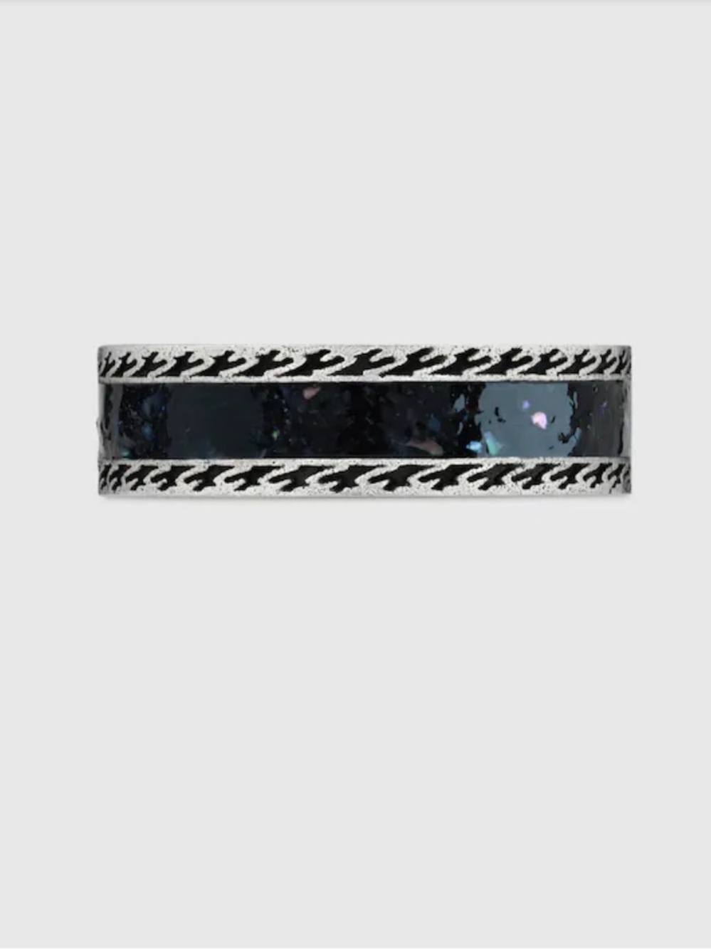 NWT GUCCI INTERLOCKING G RING STERLING SILVER BLACK ENAMEL DESIGNER SIZE: 19 - Picture 4 of 12